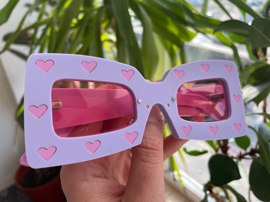 SAMPLE SALE Square Pink Eyes Hearts Sunglasses