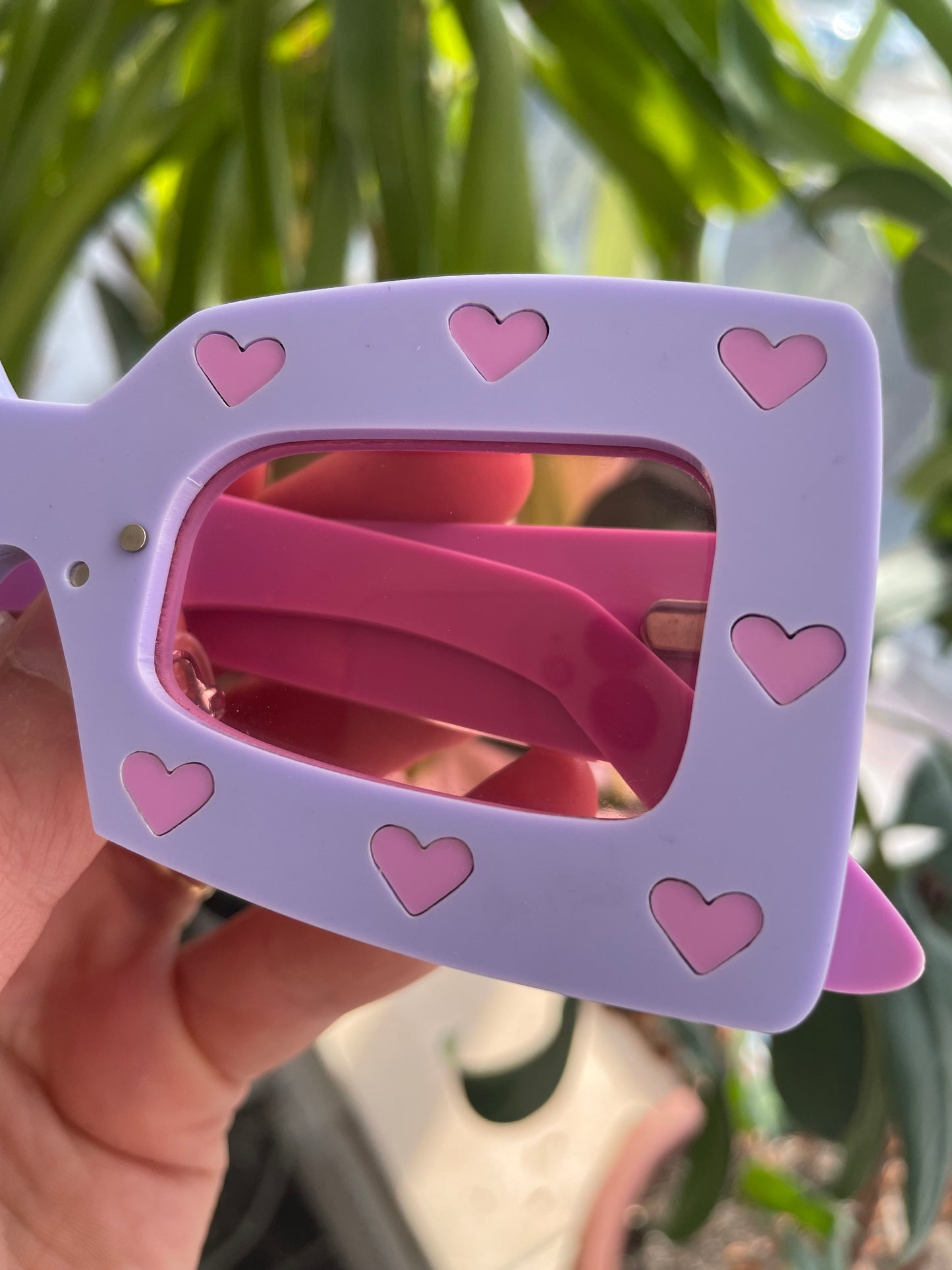 SAMPLE SALE Square Pink Eyes Hearts Sunglasses